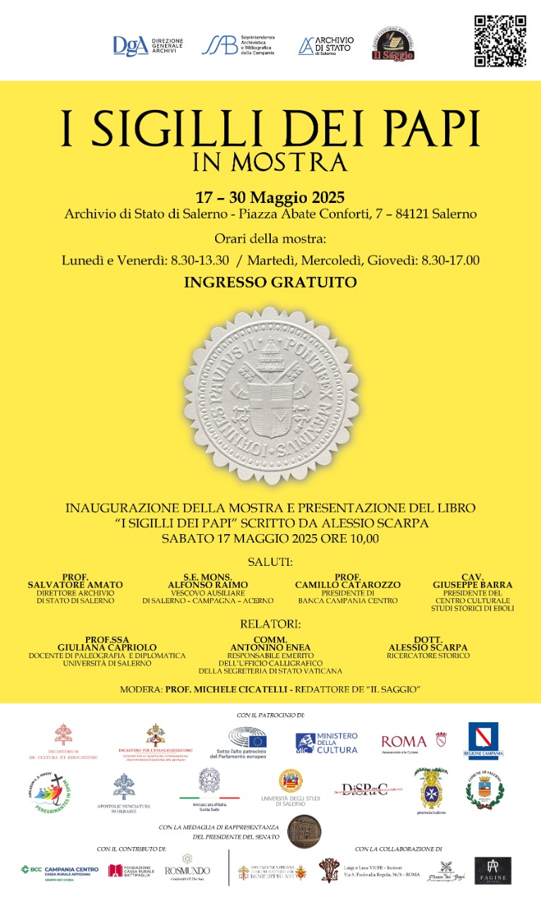 A Salerno dal 17 al 30 maggio la mostra “I Sigilli dei Papi”